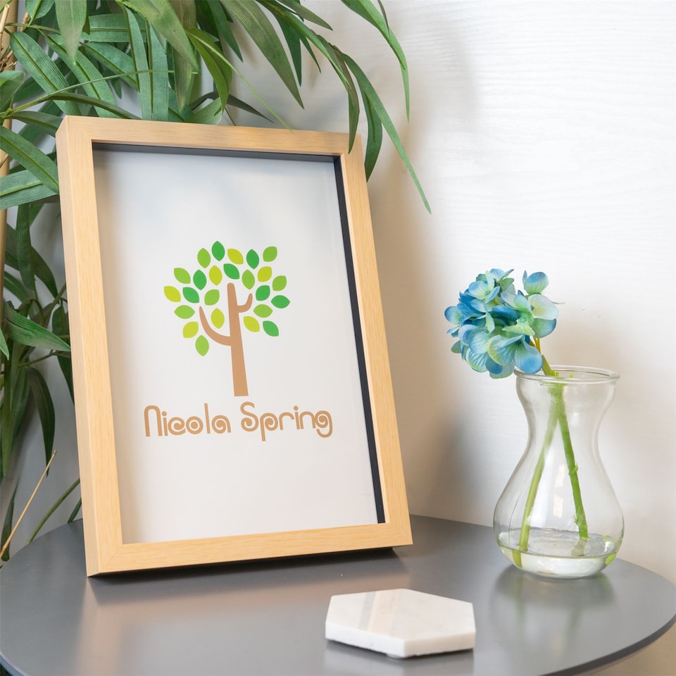 image 1 of Nicola Spring 3D Box Photo Frame - A4 (8 x 12") - Light Wood