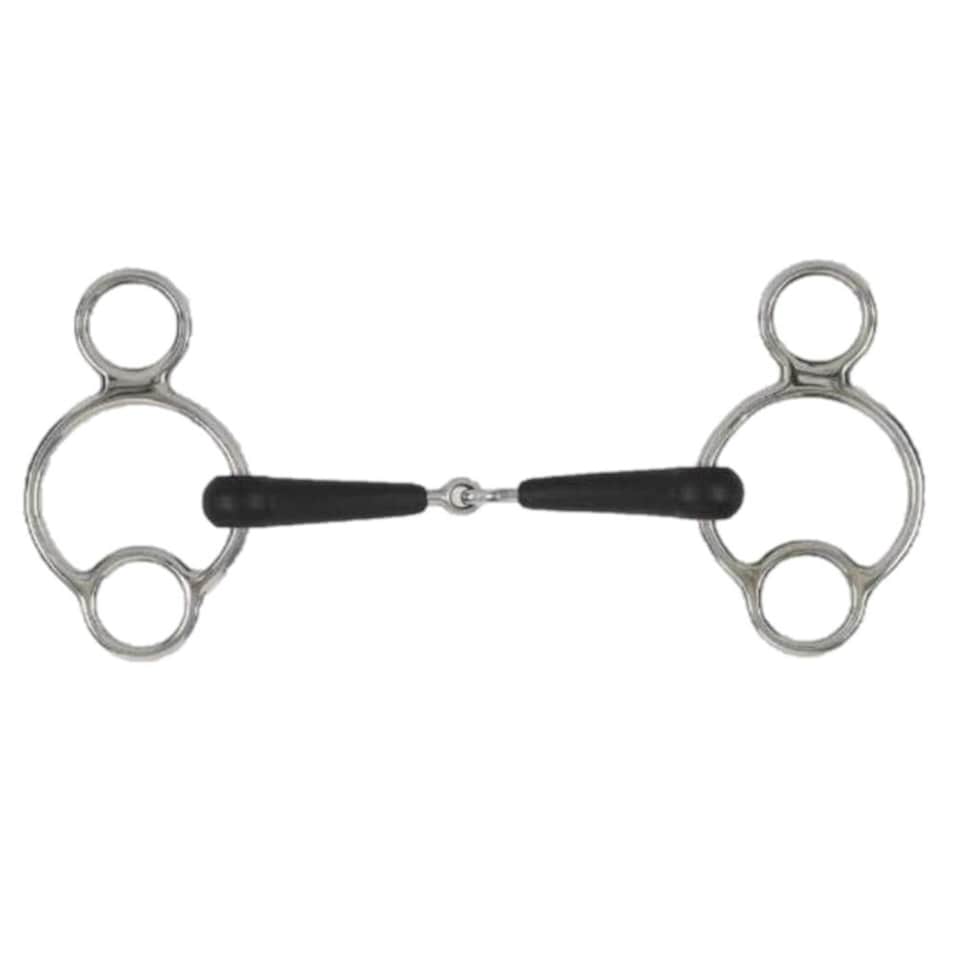 Equirubber Equikind+ Universal Jointed Horse Mouth Bit - Silver/Black - 4.5in