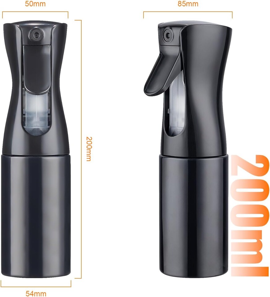image 1 of Dyzi Continuous Mist Spray Bottle 200ml Ultra-Fine Refillable Black