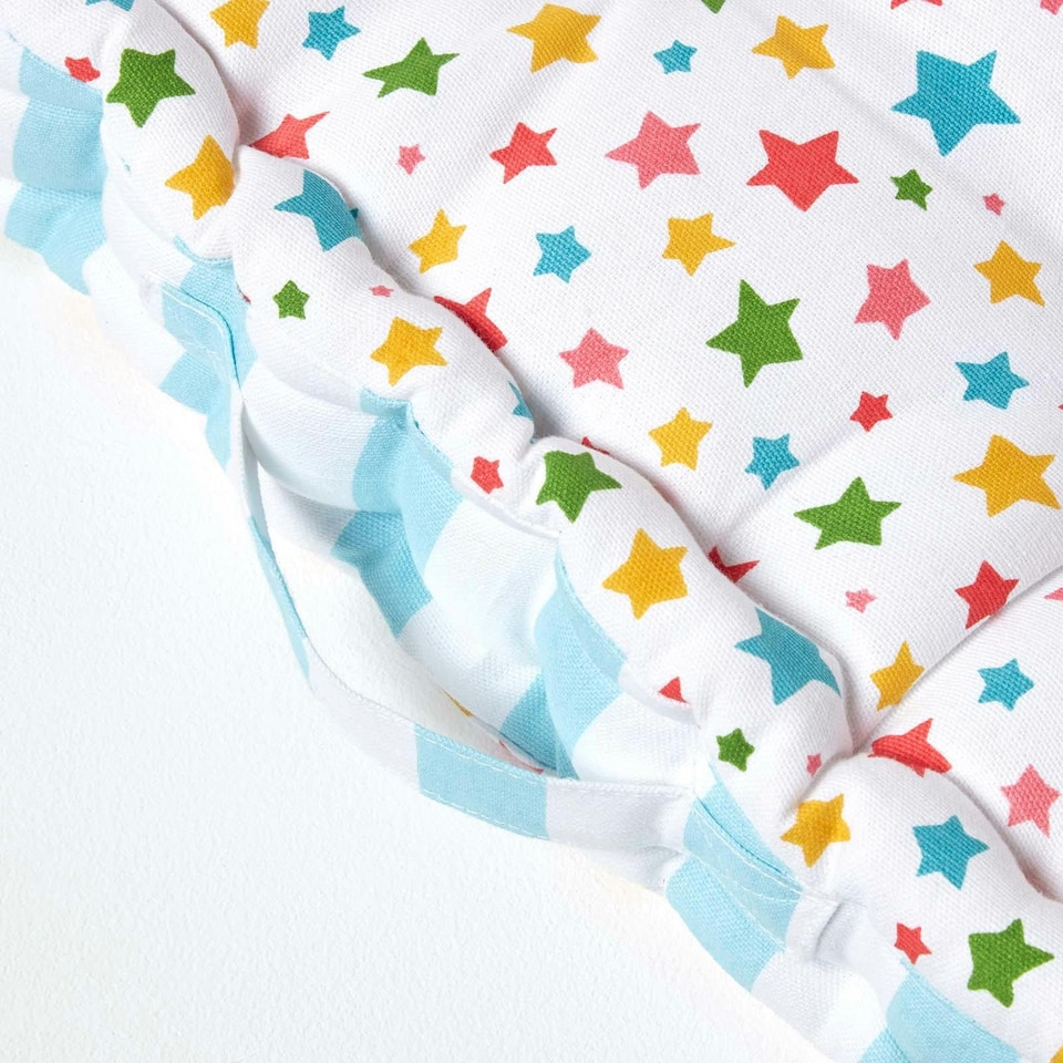 image 1 of Homescapes Cotton Multi Coloured Stars Floor Cushion - 40 x 40 cm | Multi | Multi Colour | 40 x 40 cm