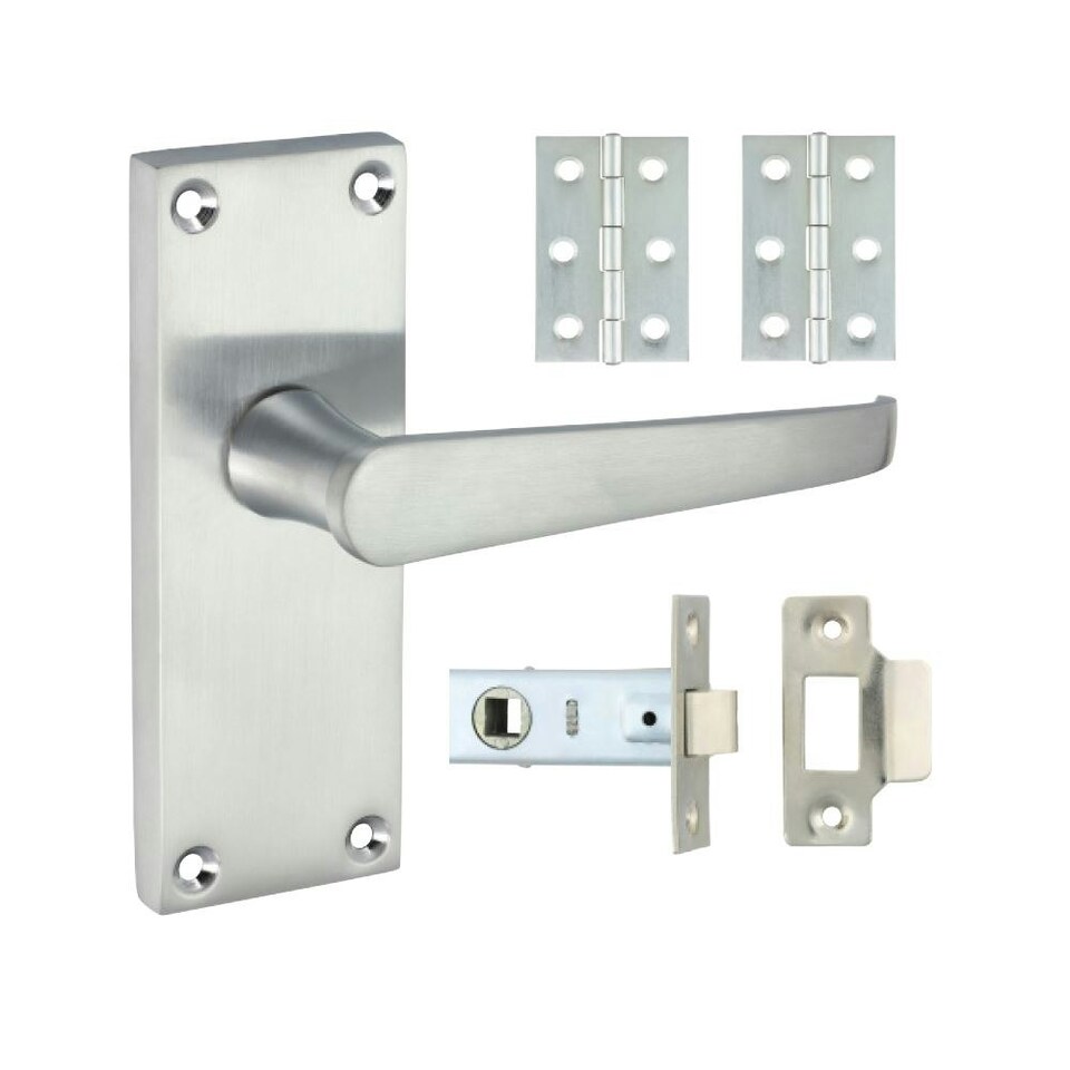 image 1 of Timco - Victorian Straight Latch Door Pack - Satin Chrome (Size Mixed - 2 Pieces) Chrome