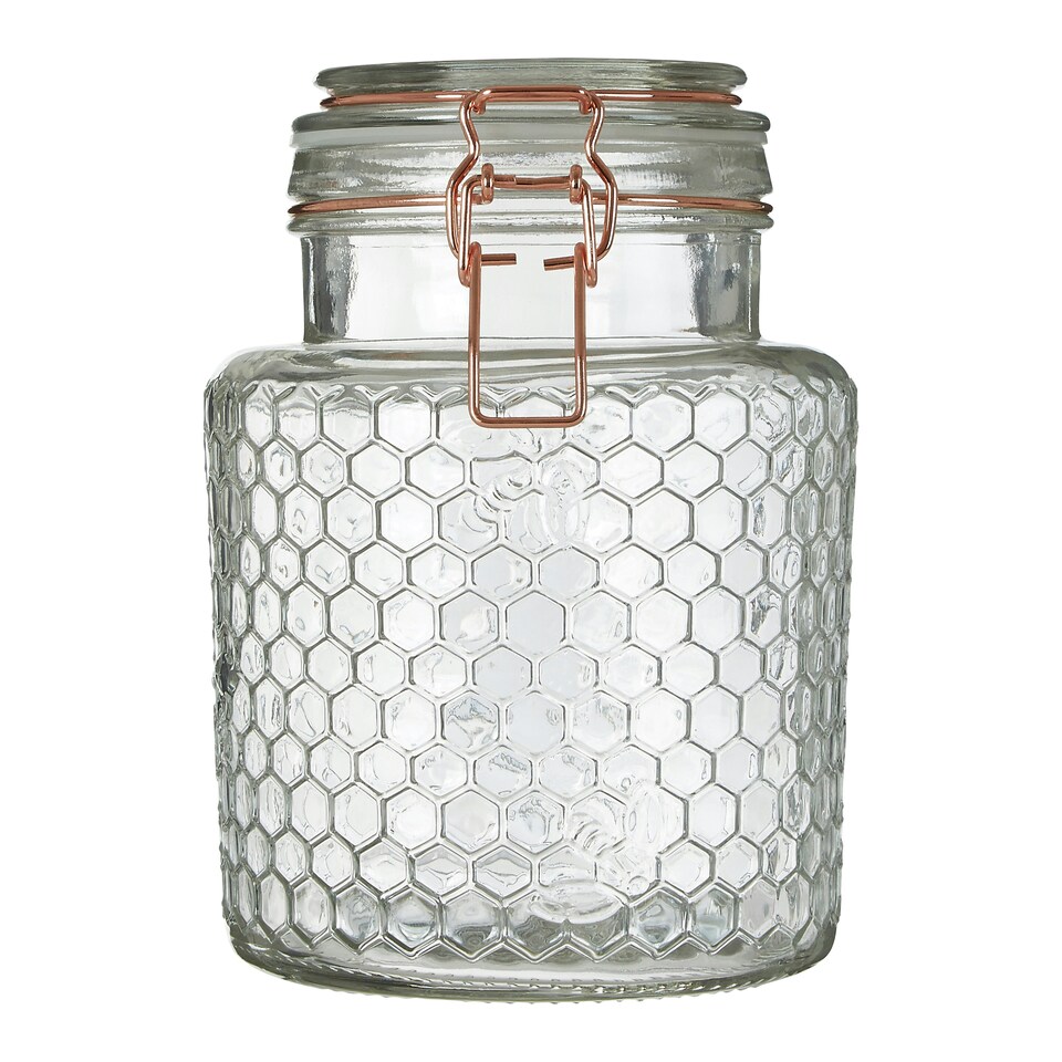image 1 of Essentials by Premier Apiary Rose Gold Wire Small Glass Jar