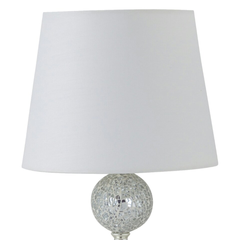 image 1 of Set of 2 Mosaic Touch Lamps with White Shades Chrome | White