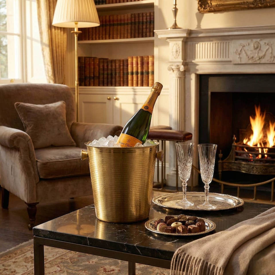 image 1 of Gold Stainless Steel Champagne Ice Bucket Ribbed | Gold | Gold | 1