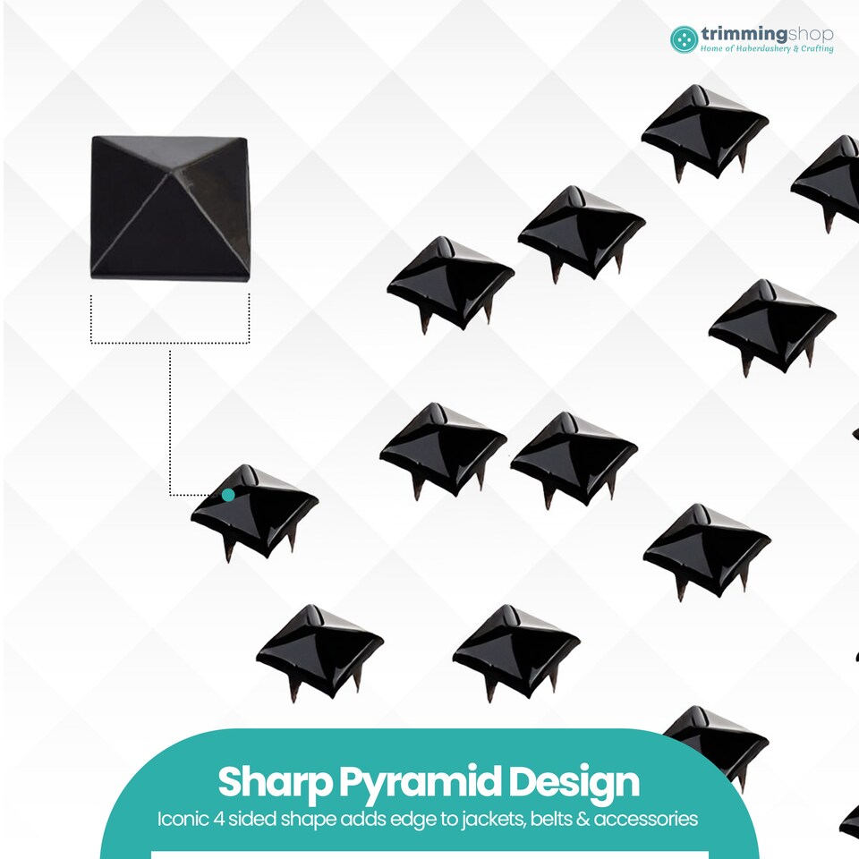 image 1 of 9mm Pyramid Shaped Nail Head Studs Square Metal Leather Rivets - 50pcs
