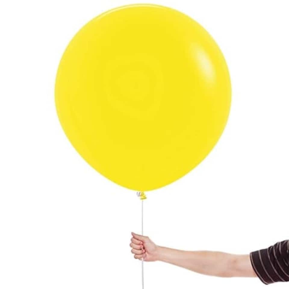 image 1 of Fashion Solid Sunshine Yellow Round Jumbo Latex Balloons 91cm / 36 in - Pack of 10 | Yellow