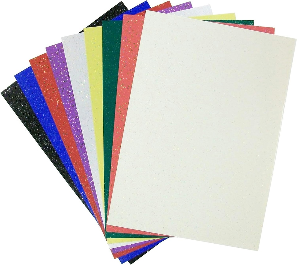 Stephens Board Glitter Assorted 220gsm, 10 Sheets, Assorted, A4