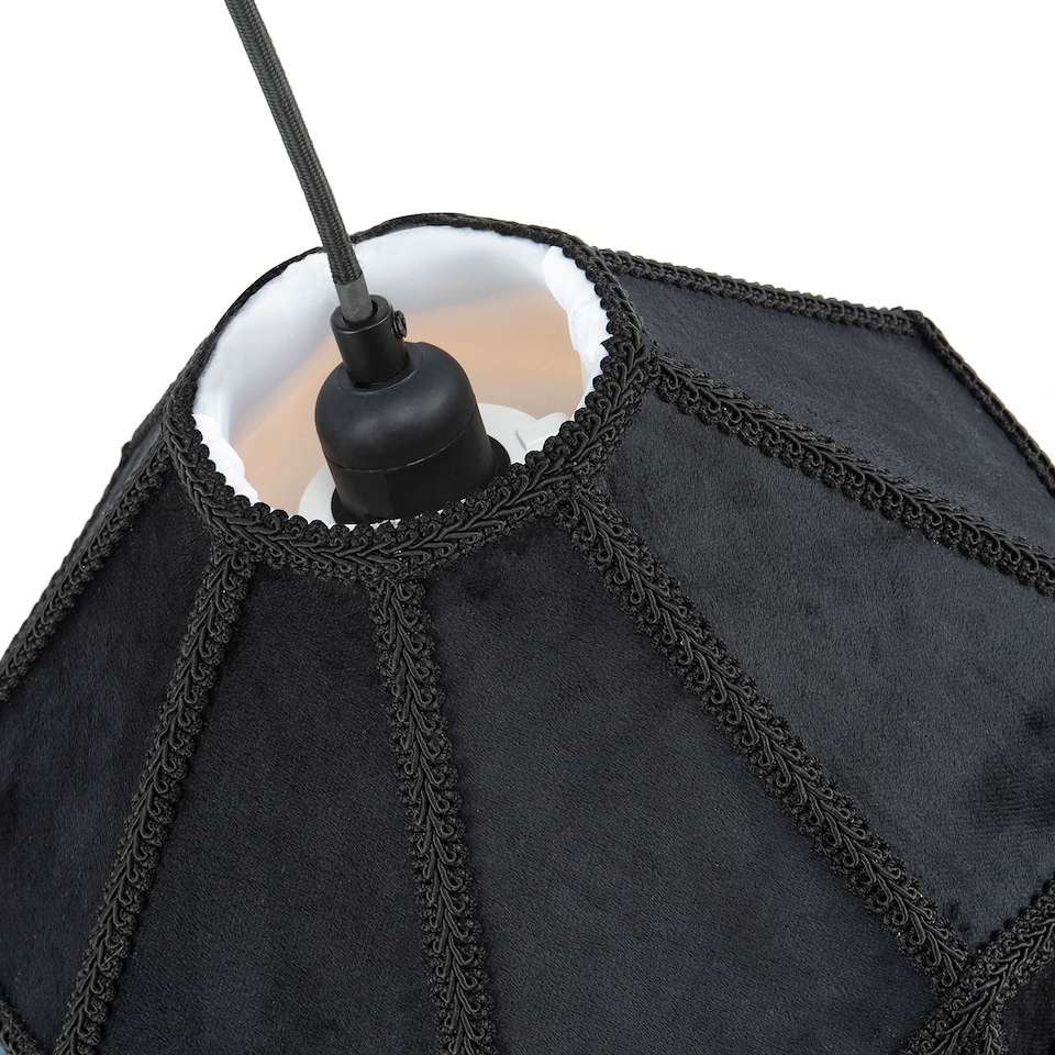 image 1 of Traditional Victorian Empire Lamp Shade in Jet Black Velvet with Long Tassels | Black