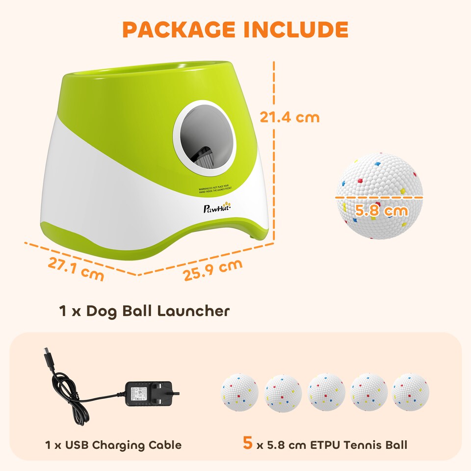 image 1 of PawHut Automatic Dog Ball Launcher with 5 ETPU Balls, Green