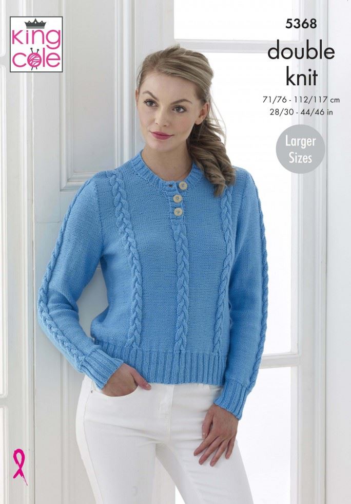 King Cole Cottonsoft DK Knitting Pattern 5368, Cardigans and Sweaters for Women - 28 - 46 Inches