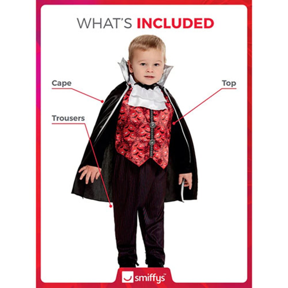image 1 of Vampire Fancy Dress Costume Unisex Toddler Age 1-2