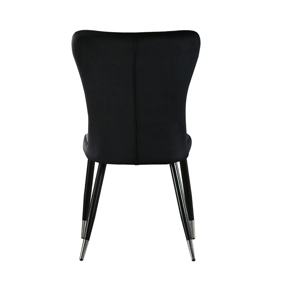 image 1 of Set of 4 New York Modern Velvet Dining Chairs with High Back, Black Metal Legs Black | Silver End Tips