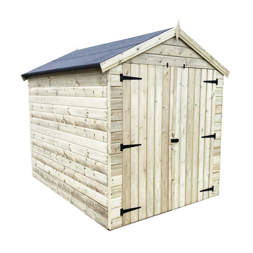 image 1 of 6 x 6 Windowless Premier Pressure Treated Tongue And Groove Apex Shed With Higher Eaves And Ridge Height + Double Doors  (6' x 6' / 6ft x 6ft) (6x6)