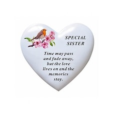 White Heart With Robin 15 x 14cm - Sister DF19321-K DE