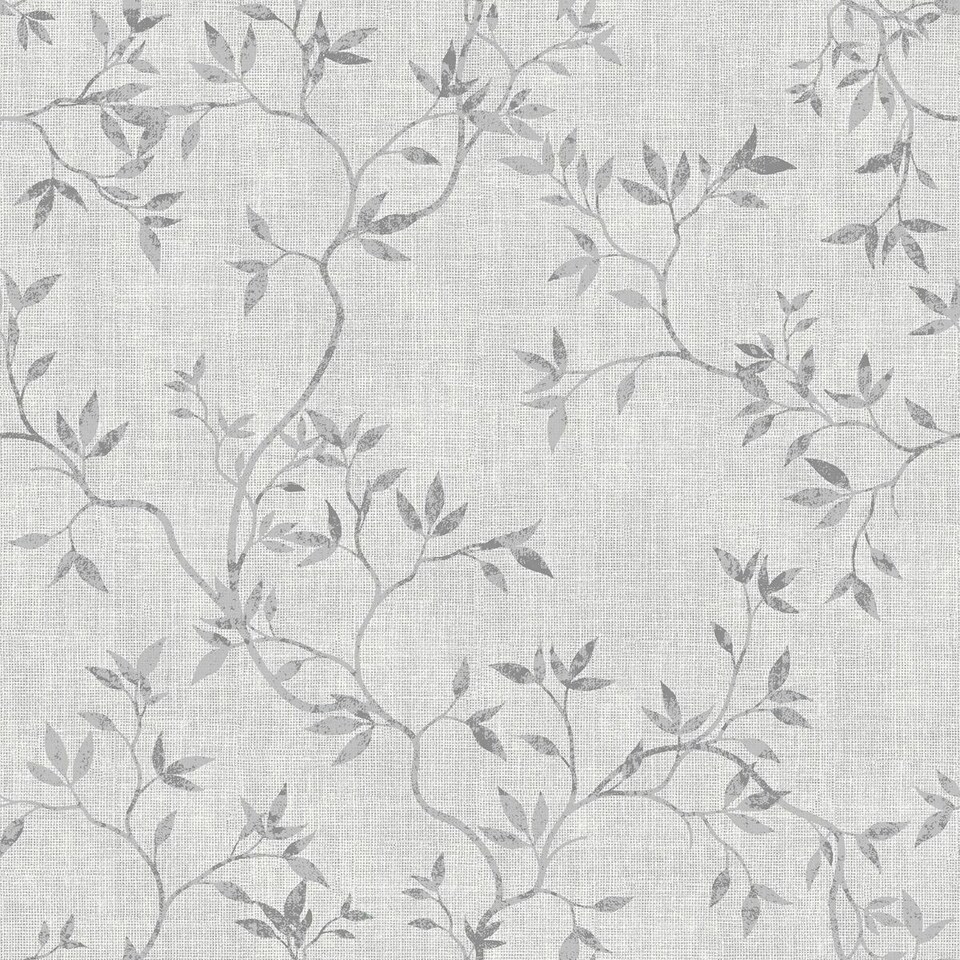 image 1 of Muriva Darcy James Collection Japandi Leaf Textured Wallpaper - Grey - 10m x 0.5m Grey