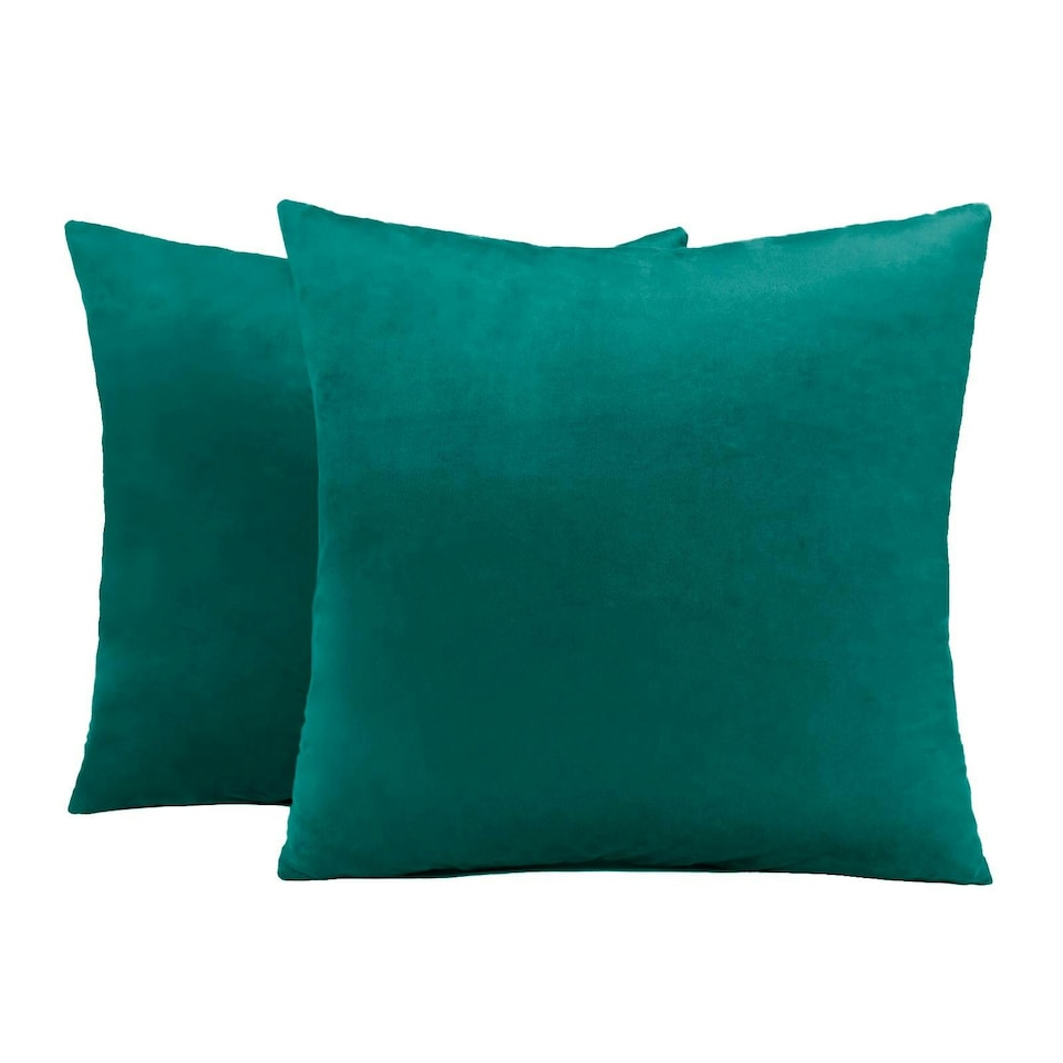 image 1 of OHS 2 x Soft Plain Matte Velvet Cushion Covers, 45x45cm - Teal