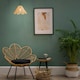 image 1 of ValueLights Easy Fit Natural Rattan Wicker Rattan Flower Scallop Edge Ceiling Pendant Light Shade + LED Bulb