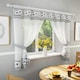 image 1 of Keswick Black Floral Embroidery Window Set 249 x 107 cm Rod Pocket Window Set with Attached Valance and 2 Matching Tie Backs