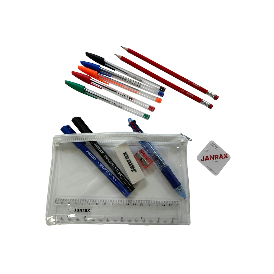 image 1 of Stationery Filled White Zip 8x5" Pencil Case