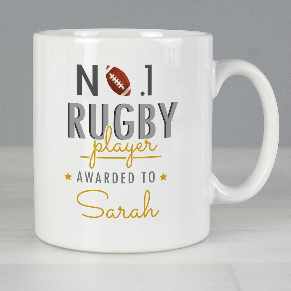 image 1 of Personalised No.1 Rugby Player Mug White