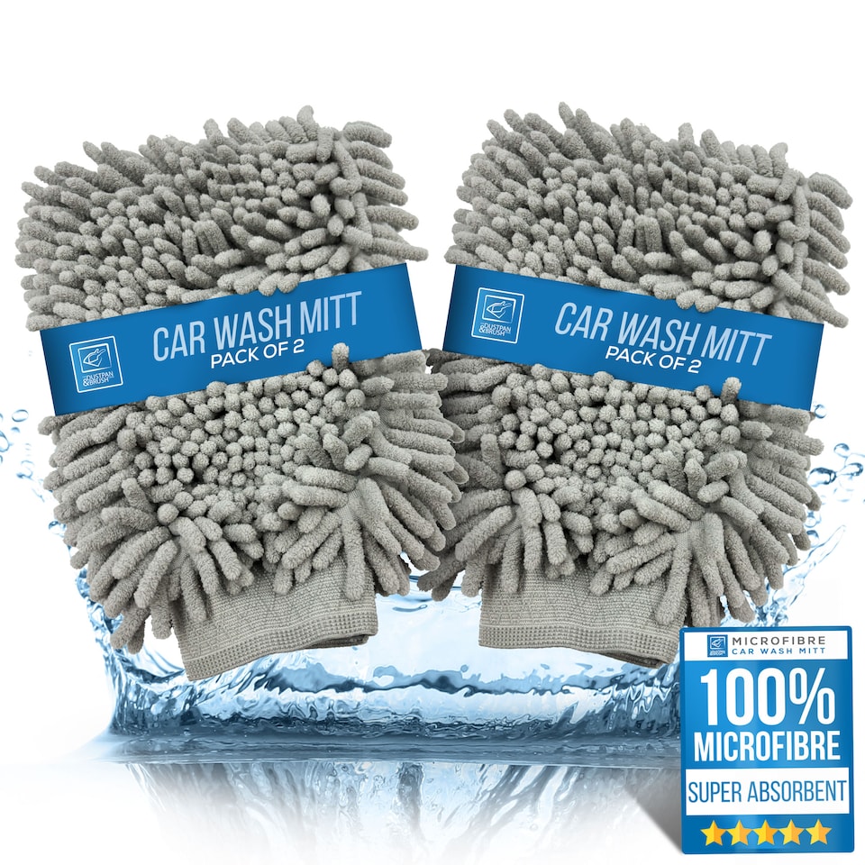 image 1 of Microfibre Cloth Car Wash Mitt Glove Double Sided Wash Mitt for Car Washing - Pack of 2