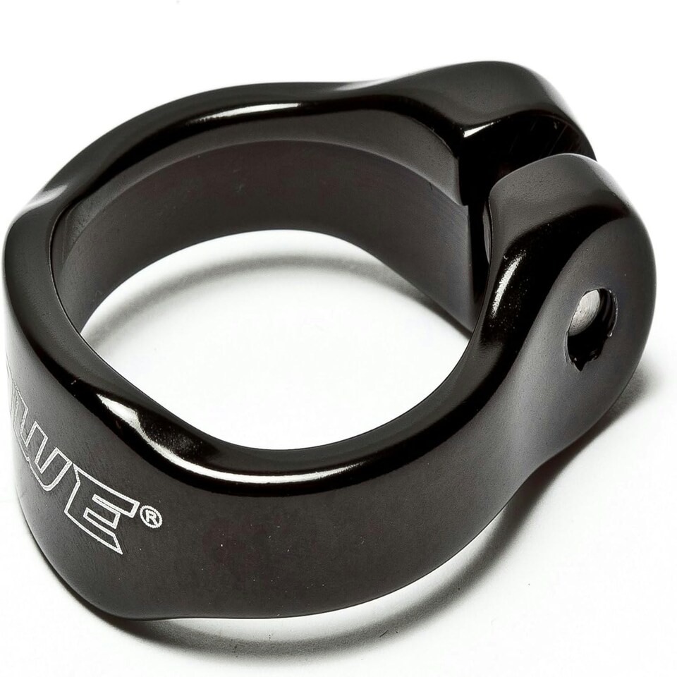 image 1 of AWE Black Alloy 6061 Bike Seat Clamp & Bolt 31.8mm