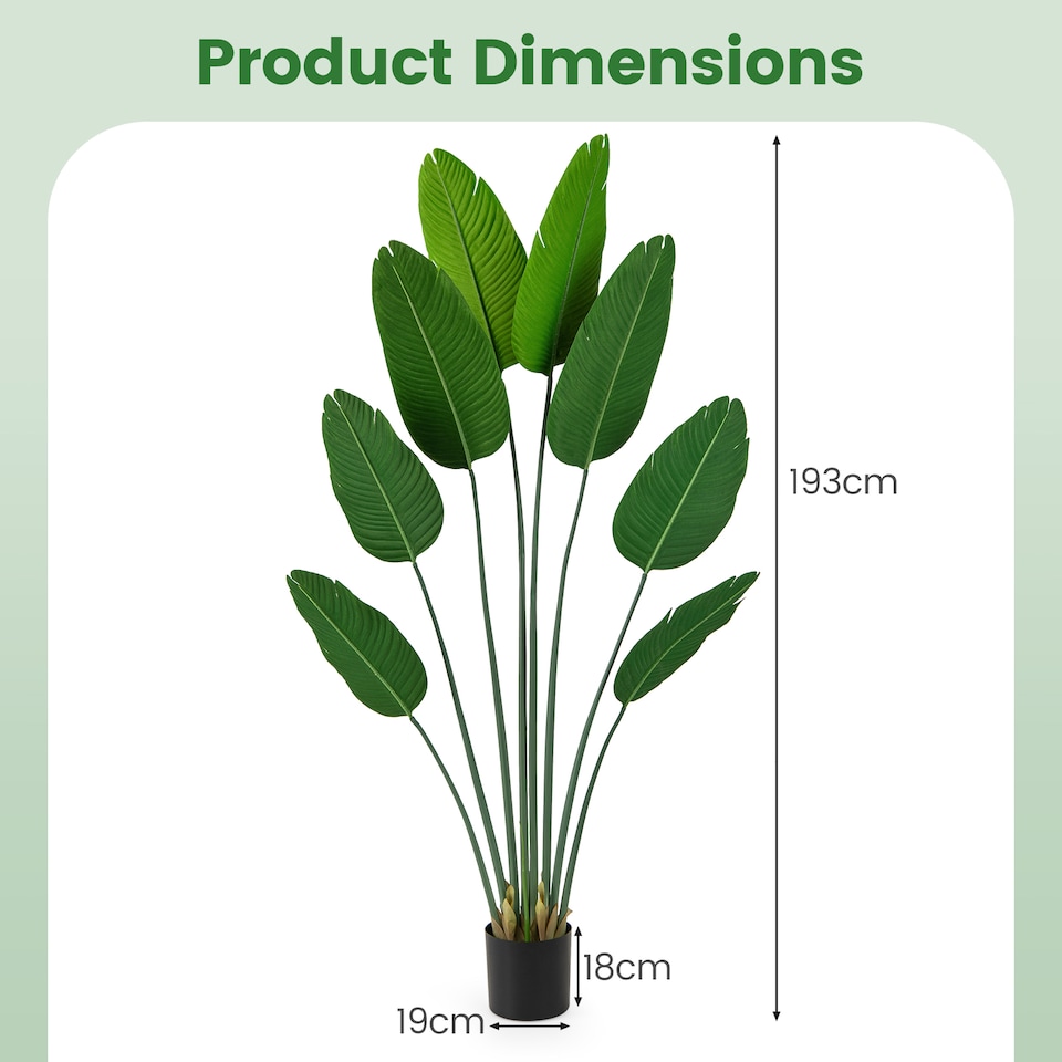 image 1 of COSTWAY 1.9 M Artificial Banana Leaf Tree Potted Fake Plant 1 Pack