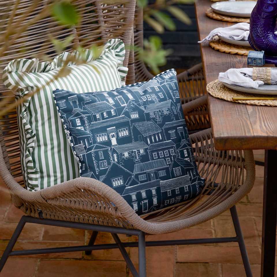 image 1 of Wylder Abersoch Town Outdoor Cushion | Blue | Sail Blue