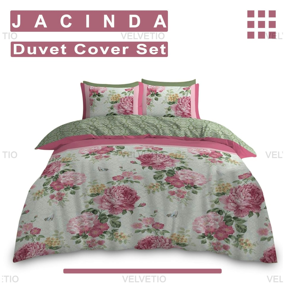 image 1 of VELVETIO Jacinda Complete Duvet Cover Set with Fitted Sheet Breathable Bedding Quilt Multi | King
