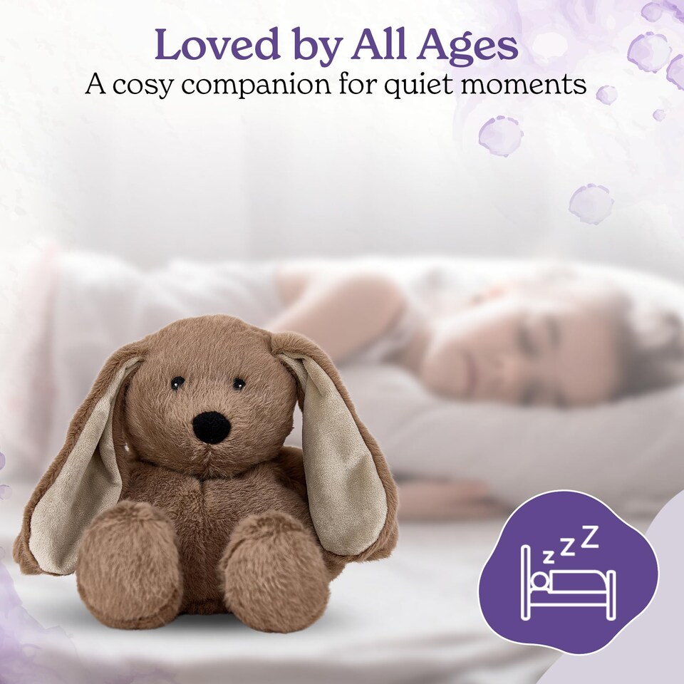 image 1 of Warmies Plush Brown Bunny Microwavable Heat Pad, Weighted Cuddly Plushie for Soothing Relief, Lightly Scented with French Lavender - Large