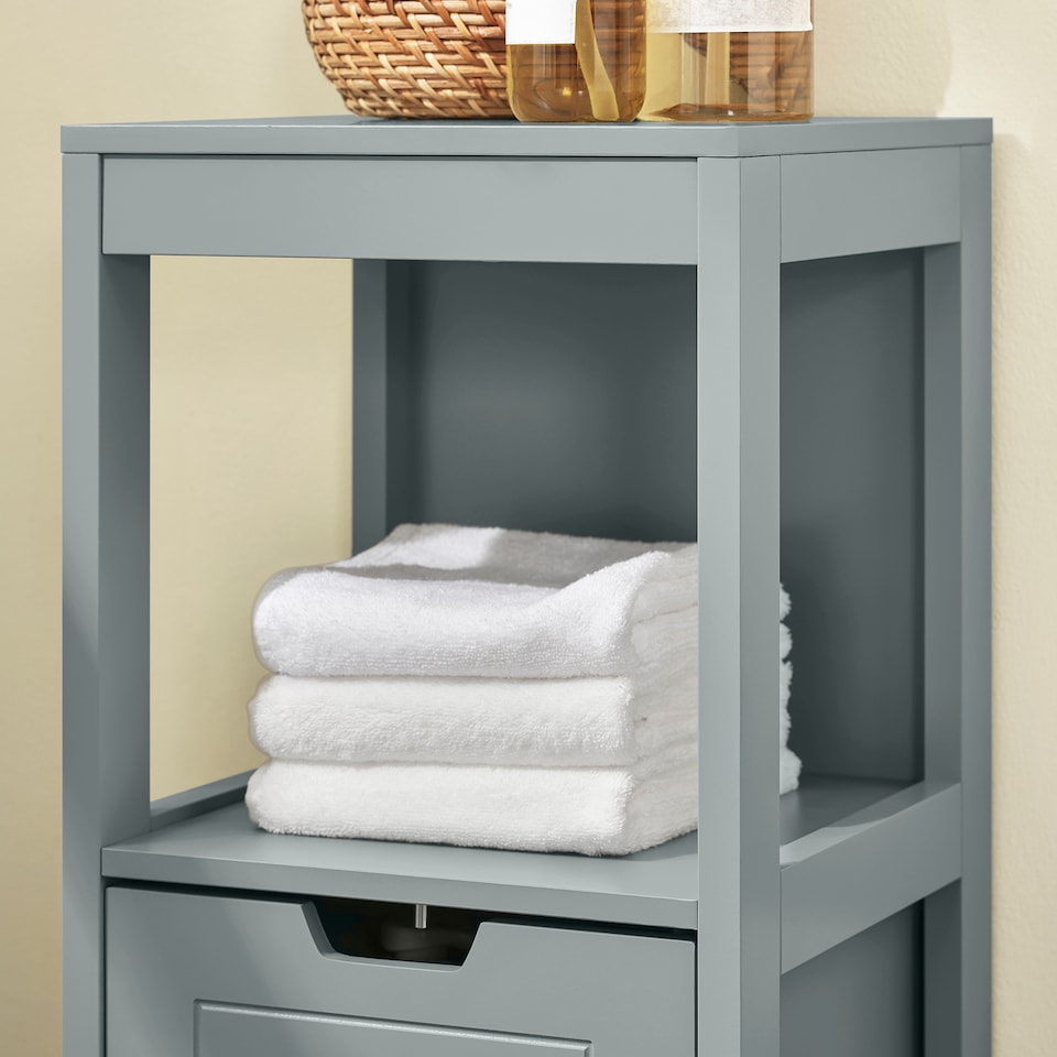 image 1 of SoBuy FRG127-SG,Narrow Bathroom Cabinet with 2 Drawers and 1 Shelf | Grey | Grey | 1