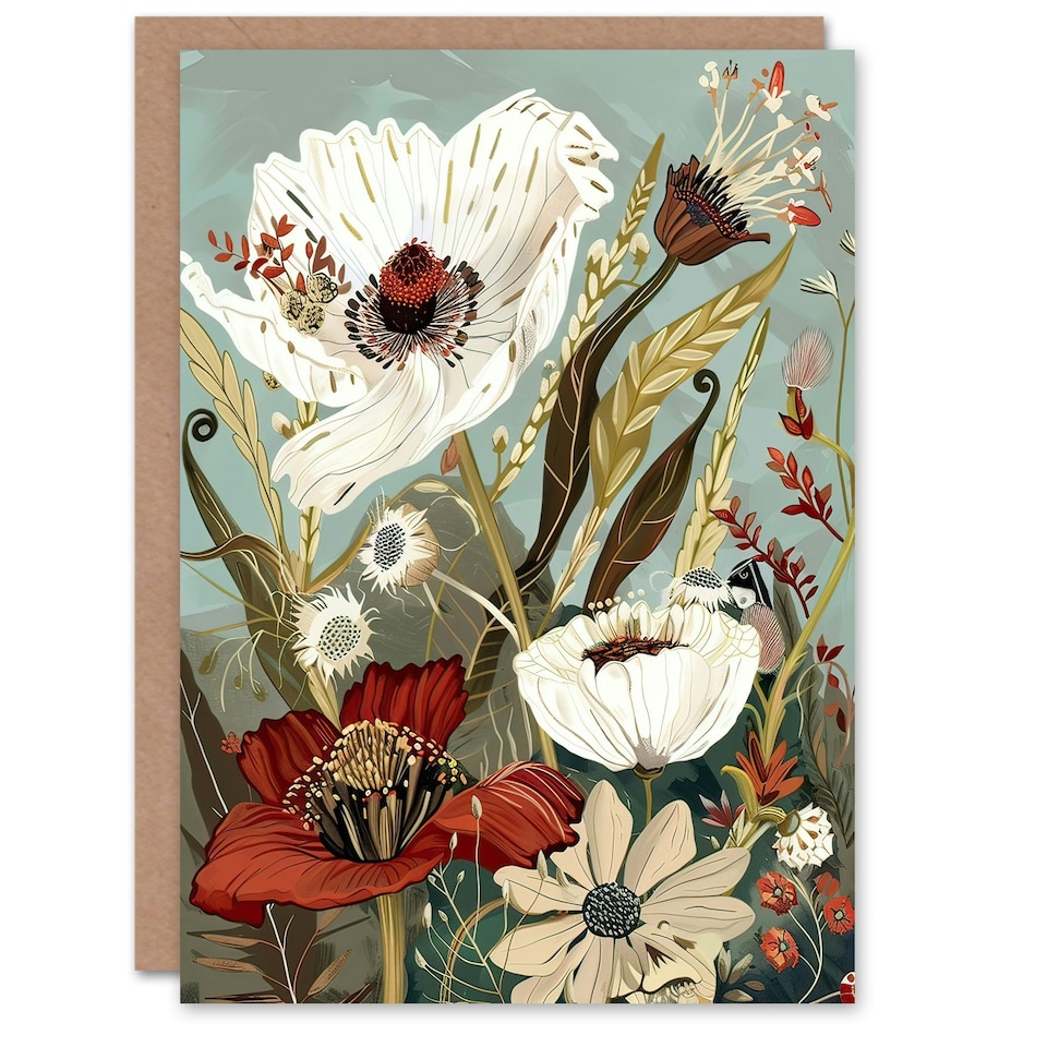 image 1 of Stylised Wildflowers Pastel Colour Design Her Birthday Card