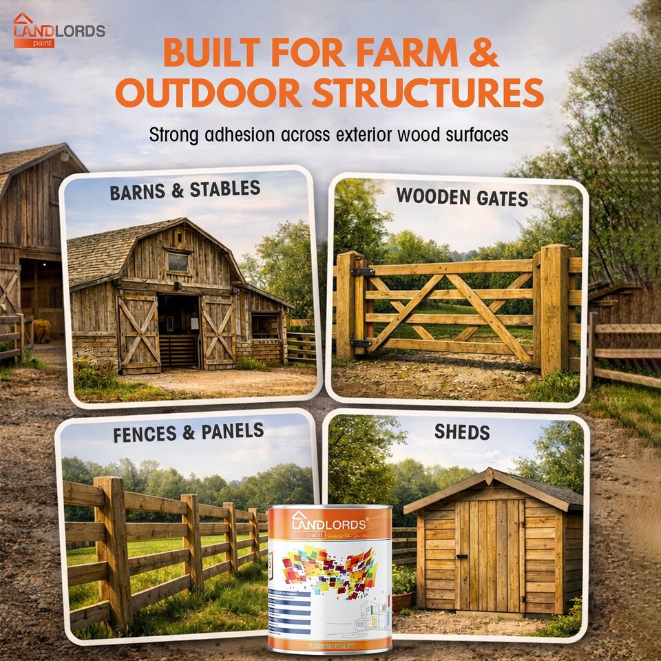 image 1 of Landlords Paint - Barn Paint - Weatherproof Protection for Wood, Furniture, Gates and Fences - Rock Salt - 10L