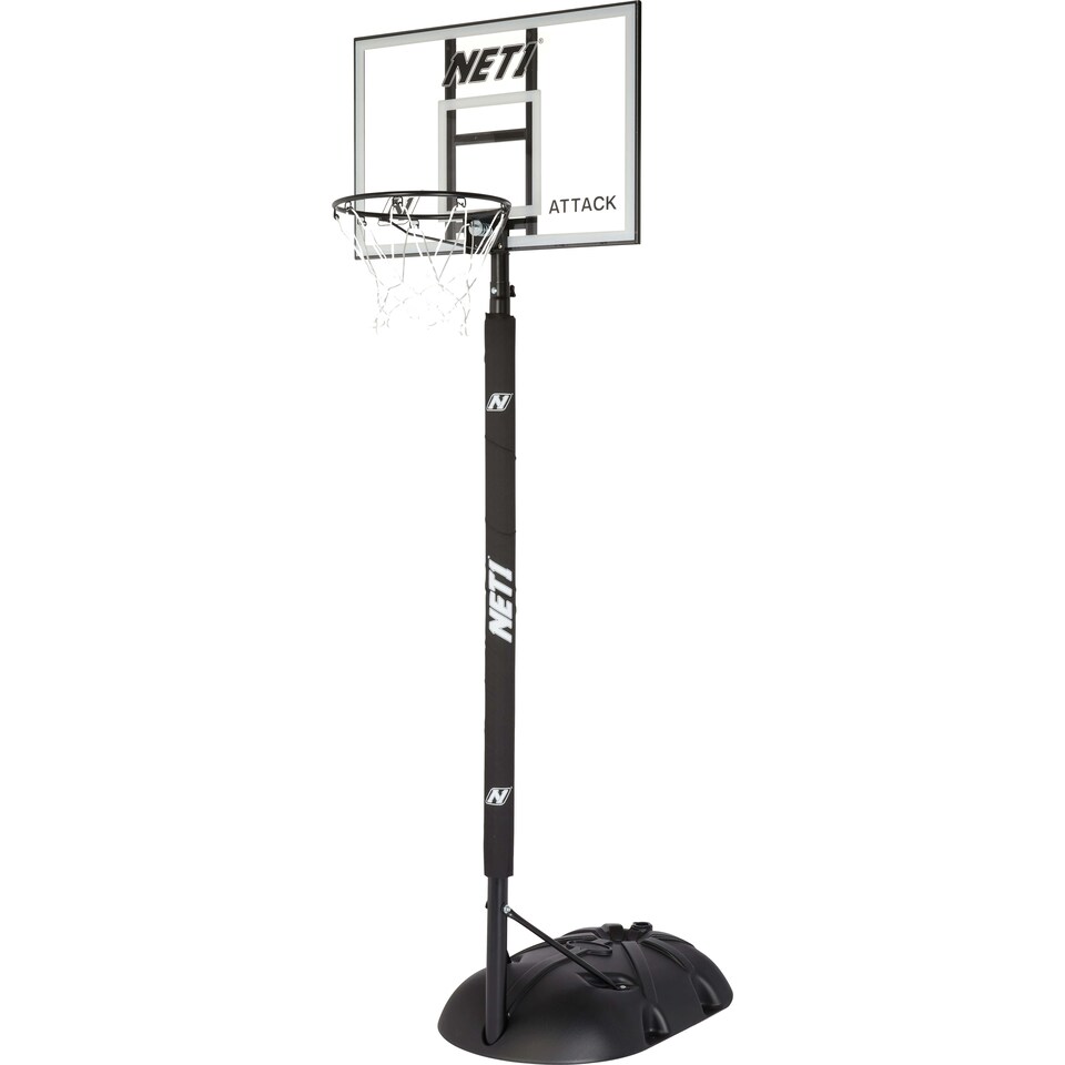 image 1 of NET1 Attack Youth Adjustable Basketball Hoop - Telescopic 2.0-2.6 m, 76 x 51 cm Polycarbonate Backboard, 38 cm Steel Rim, 38 L Portable Base (Black) | Multi | BLACK | 4396