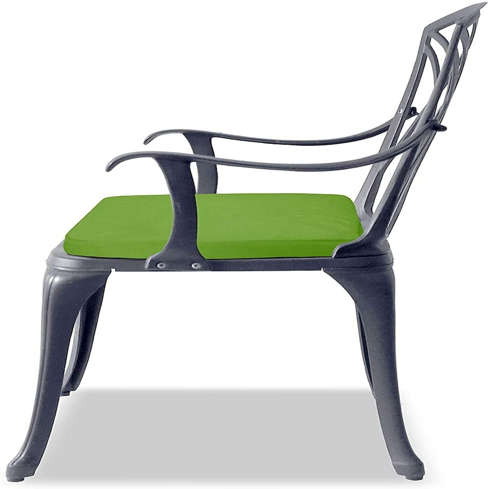 image 1 of Centurion Supports OSHOWA Luxurious Garden and Patio Table and 4 Large Chairs with Armrests Cast Aluminium Bistro Set - Grey with Green Cushions