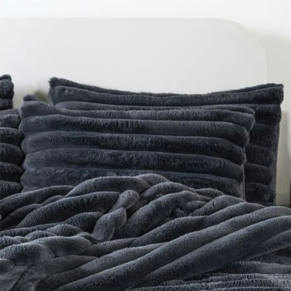 image 1 of Kampala Hill Big Cord Teddy Duvet Cover Set Charcoal Grey | Single
