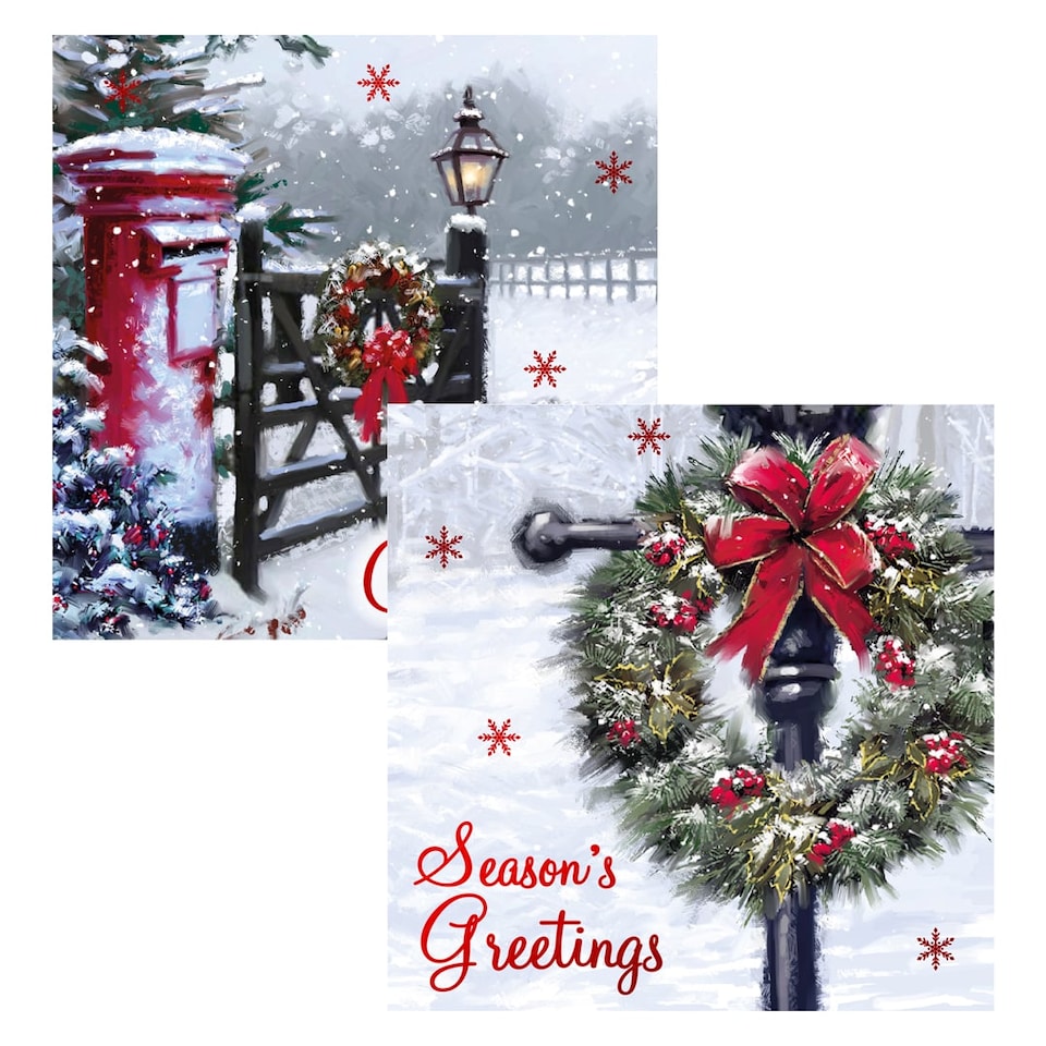 image 1 of Assorted Festive Christmas Village Greeting Cards - Pack of 12