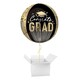 image 1 of Sparkling Stripes Grad Graduation Orbz Foil Helium Balloon - Inflated Balloon in a Box Black