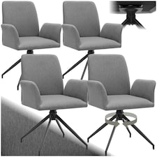 Swivel Chair Daya - upholstered, robust fabric, 55.5 x 58 x 87 cm - Set of 4 Grey | Anthracite