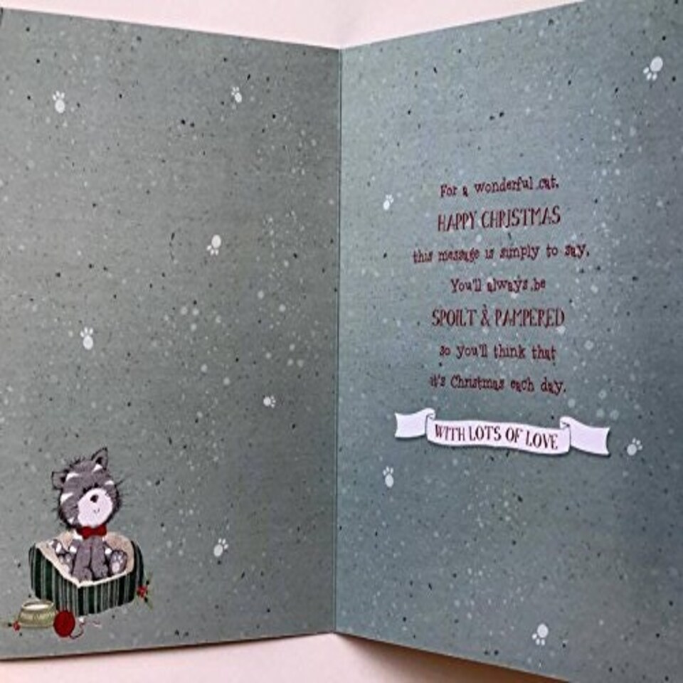 image 1 of To The Cat Cute Glitter Finish Christmas Greeting Card By Wishing Well