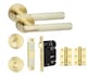 image 1 of Golden Grace Knurled T-Bar Bathroom Door Handle Set in Satin Brass with Thumbturn, Dead Bolt and Ball Bearing Hinges | Gold | 1 Set