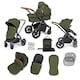 image 1 of Stomp Luxe 2-in-1 Pram – Birth to Approx. 4 Years, Foldable, All-Terrain, Rain Cover, Footmuff, Puncture-Proof Wheels & More (Black/Woodland/Tan)