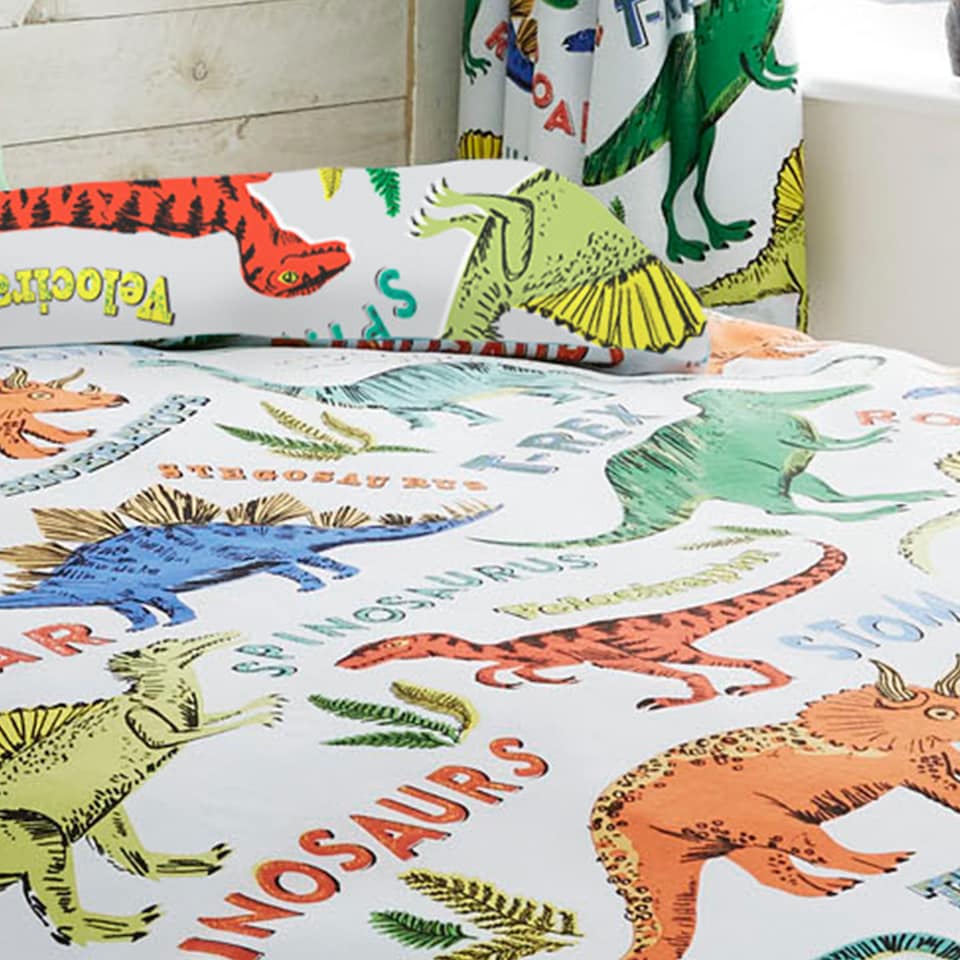 image 1 of Happy Linen Company Dino Snore Duvet Cover Bedding Set