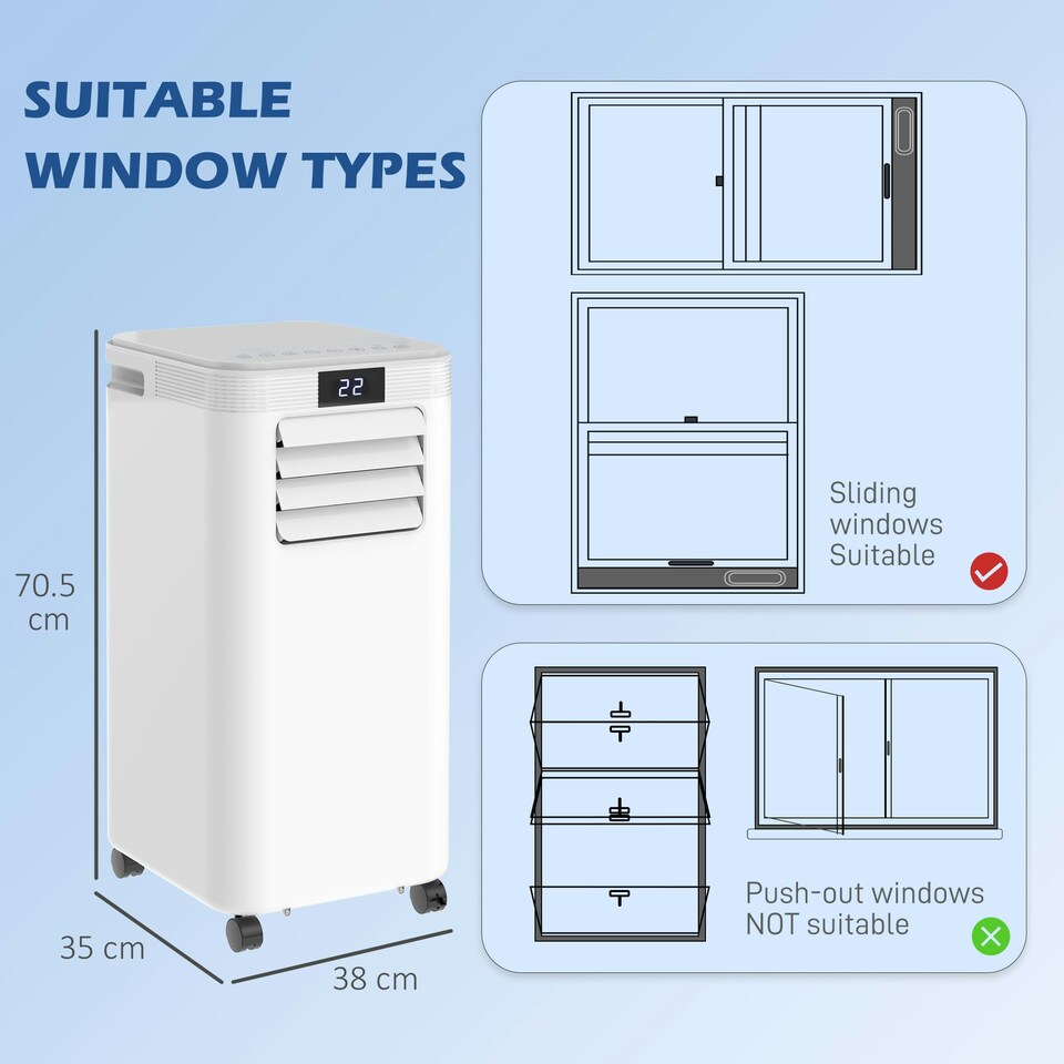 image 1 of HOMCOM 8000BTU Portable Air Conditioner 4 Modes LED Display Timer Home Office
