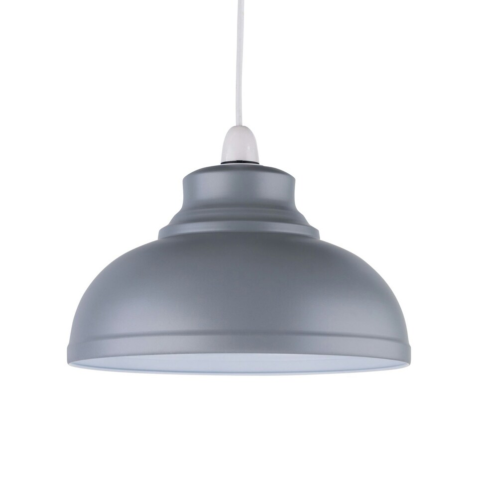 image 1 of Set of 2 Dome - Grey Easy Fit Metal Pendant Shades Grey