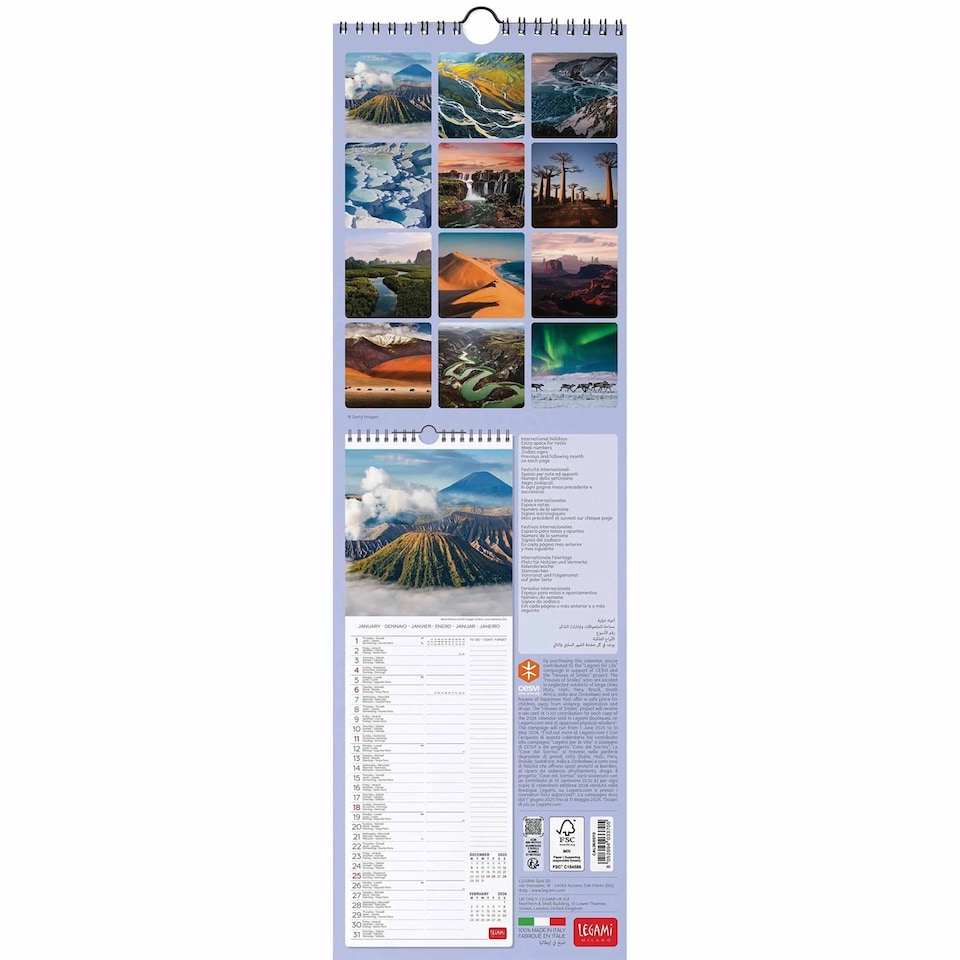 image 1 of Planet Earth Deluxe Slim Calendar 2026, Deluxe Calendars, Month To View, Natural World, Gift