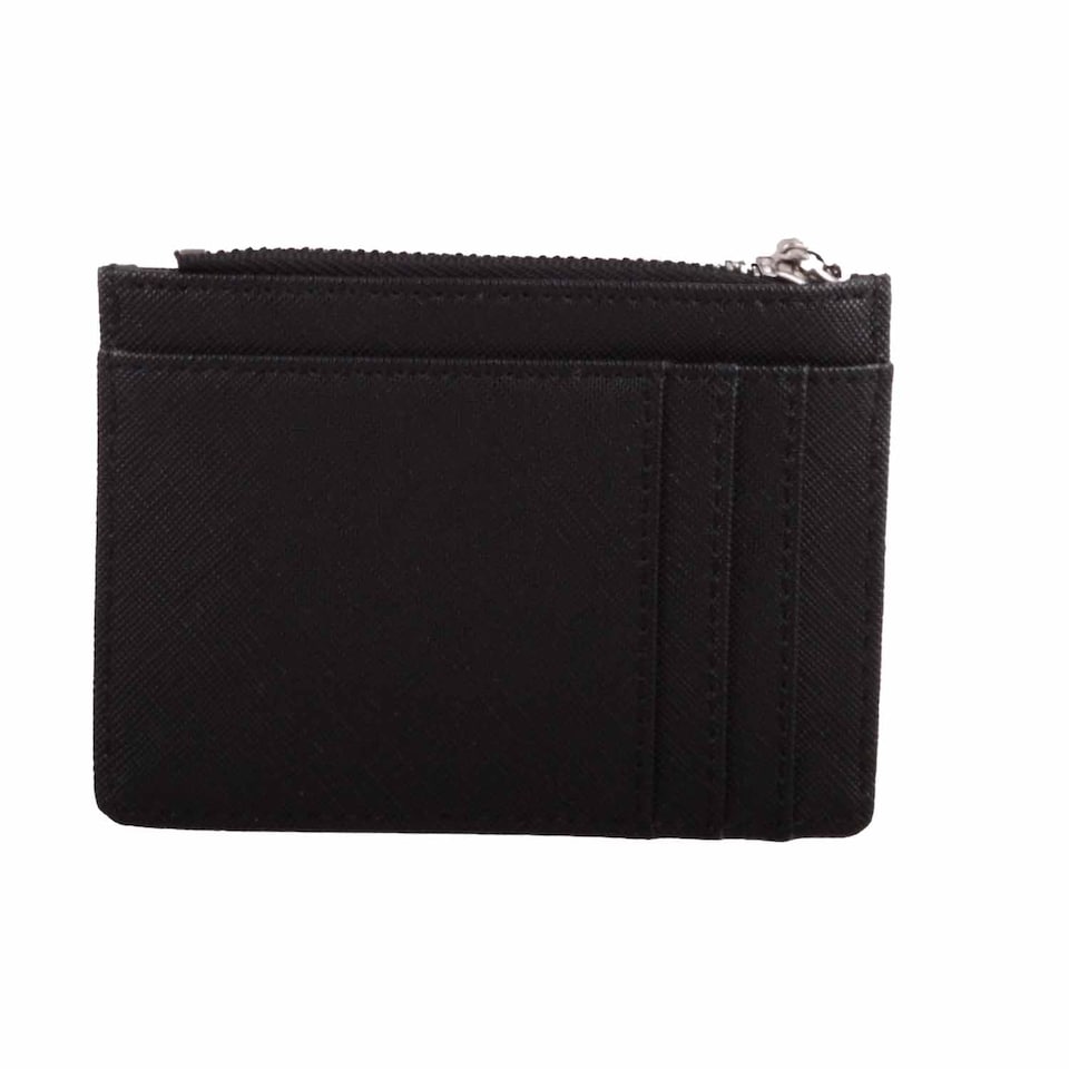 image 1 of Lorenz Small Slim PU Leather Grain Credit Card Travel Case | Black | Black