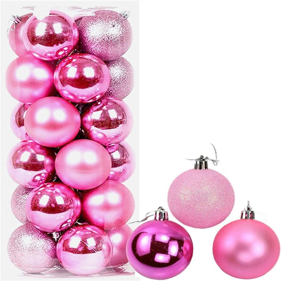 image 1 of BAUBLES PINK 3CM - 24pcs PVC Set