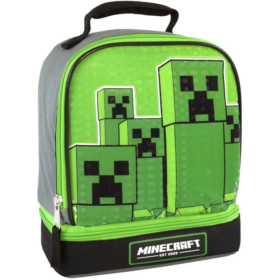 image 1 of Minecraft Childrens/Kids Double Creeper Lunch Bag - Green - One Size