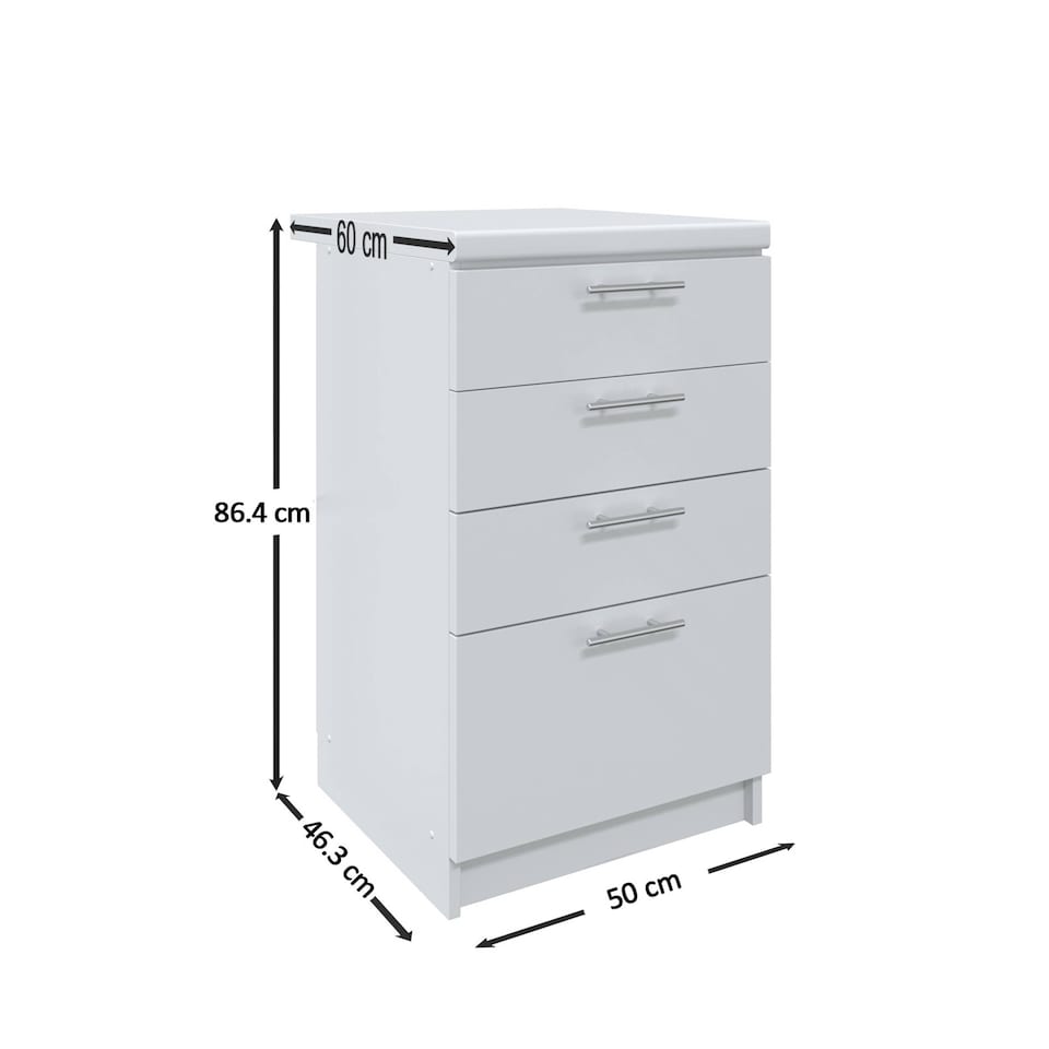 image 1 of JD Greta Kitchen Base Drawer Unit 500mm Cabinet With Fronts 50cm Dark Grey Matt with Worktop